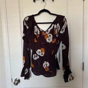 cupcakes & cashmere Floral Blouse - Purple and Orange